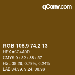 カラーコード: RGB 108.9 74.2 13 | qconv.com