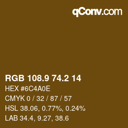 Color code: RGB 108.9 74.2 14 | qconv.com