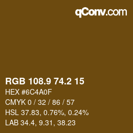 Color code: RGB 108.9 74.2 15 | qconv.com