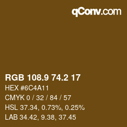 Color code: RGB 108.9 74.2 17 | qconv.com