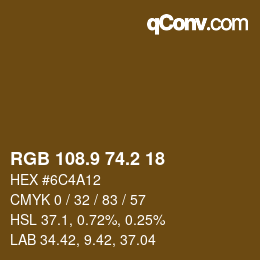 Color code: RGB 108.9 74.2 18 | qconv.com
