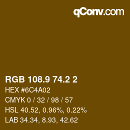 カラーコード: RGB 108.9 74.2 2 | qconv.com