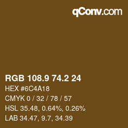 Color code: RGB 108.9 74.2 24 | qconv.com