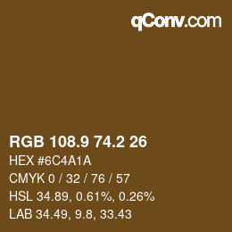 Color code: RGB 108.9 74.2 26 | qconv.com