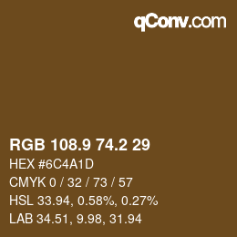 Color code: RGB 108.9 74.2 29 | qconv.com