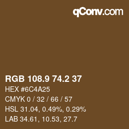 Color code: RGB 108.9 74.2 37 | qconv.com