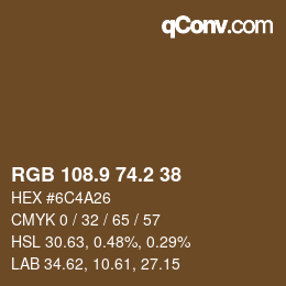 Color code: RGB 108.9 74.2 38 | qconv.com