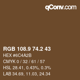 Color code: RGB 108.9 74.2 43 | qconv.com