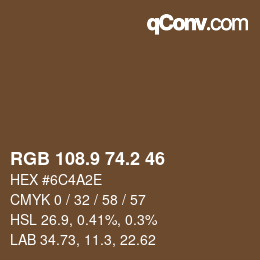 Color code: RGB 108.9 74.2 46 | qconv.com