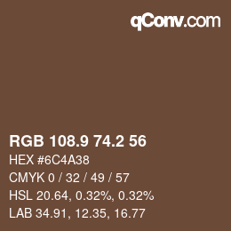 Color code: RGB 108.9 74.2 56 | qconv.com