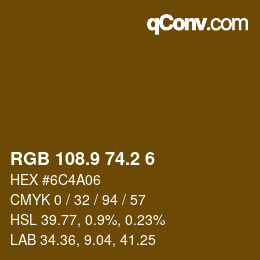 Color code: RGB 108.9 74.2 6 | qconv.com