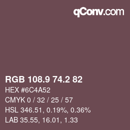 Color code: RGB 108.9 74.2 82 | qconv.com