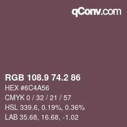 Color code: RGB 108.9 74.2 86 | qconv.com