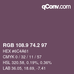 Color code: RGB 108.9 74.2 97 | qconv.com