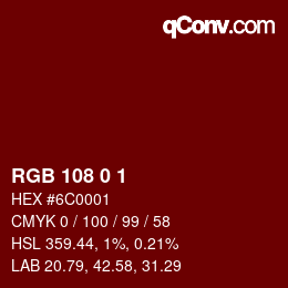 Color code: RGB 108 0 1 | qconv.com