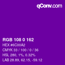 Color code: RGB 108 0 162 | qconv.com