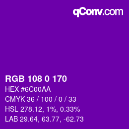Color code: RGB 108 0 170 | qconv.com