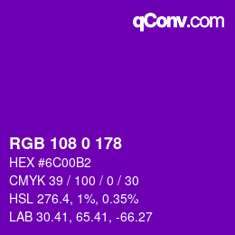 Color code: RGB 108 0 178 | qconv.com