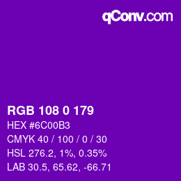 Color code: RGB 108 0 179 | qconv.com