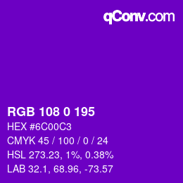Code couleur: RGB 108 0 195 | qconv.com