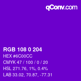 Color code: RGB 108 0 204 | qconv.com