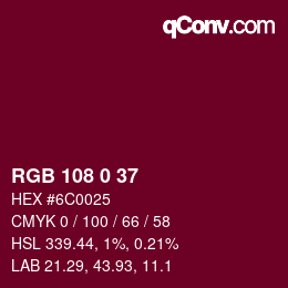 Color code: RGB 108 0 37 | qconv.com