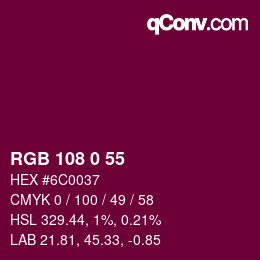 カラーコード: RGB 108 0 55 | qconv.com