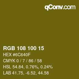 Color code: RGB 108 100 15 | qconv.com