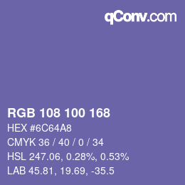 Color code: RGB 108 100 168 | qconv.com
