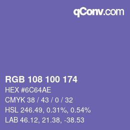Color code: RGB 108 100 174 | qconv.com