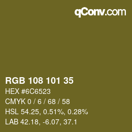 Code couleur: RGB 108 101 35 | qconv.com