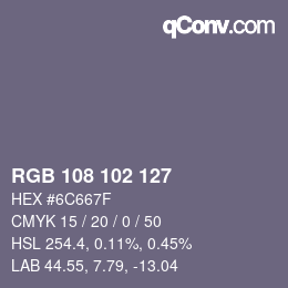 Código de color: RGB 108 102 127 | qconv.com