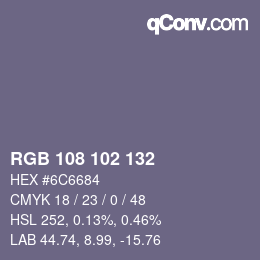 Color code: RGB 108 102 132 | qconv.com