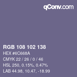 Código de color: RGB 108 102 138 | qconv.com