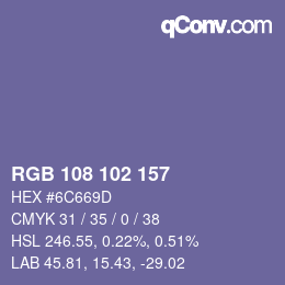 Color code: RGB 108 102 157 | qconv.com