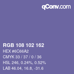 Color code: RGB 108 102 162 | qconv.com