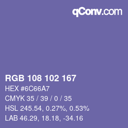 Color code: RGB 108 102 167 | qconv.com