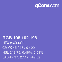Color code: RGB 108 102 198 | qconv.com