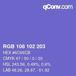 Color code: RGB 108 102 203 | qconv.com