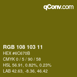 Color code: RGB 108 103 11 | qconv.com