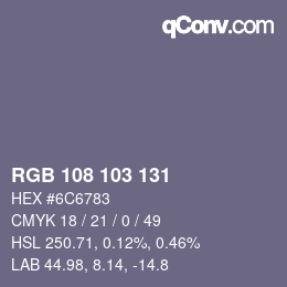 Color code: RGB 108 103 131 | qconv.com