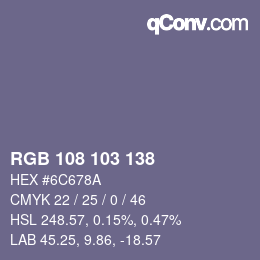 Color code: RGB 108 103 138 | qconv.com