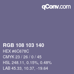 Color code: RGB 108 103 140 | qconv.com