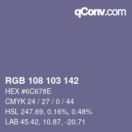 Farbcode: RGB 108 103 142 | qconv.com