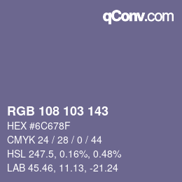 Color code: RGB 108 103 143 | qconv.com