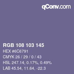 Color code: RGB 108 103 145 | qconv.com