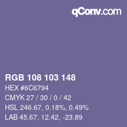 Color code: RGB 108 103 148 | qconv.com