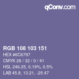 Farbcode: RGB 108 103 151 | qconv.com