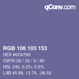 Color code: RGB 108 103 153 | qconv.com