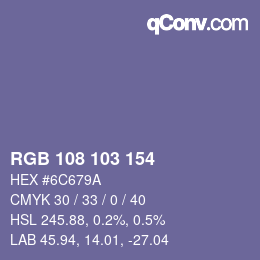 Color code: RGB 108 103 154 | qconv.com